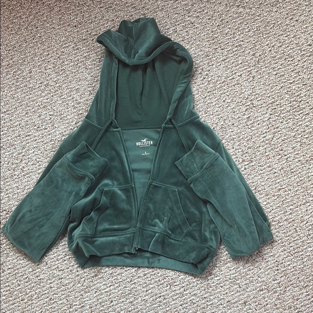 Hollister Green Hooded Jacket Cozy Fleece Casual